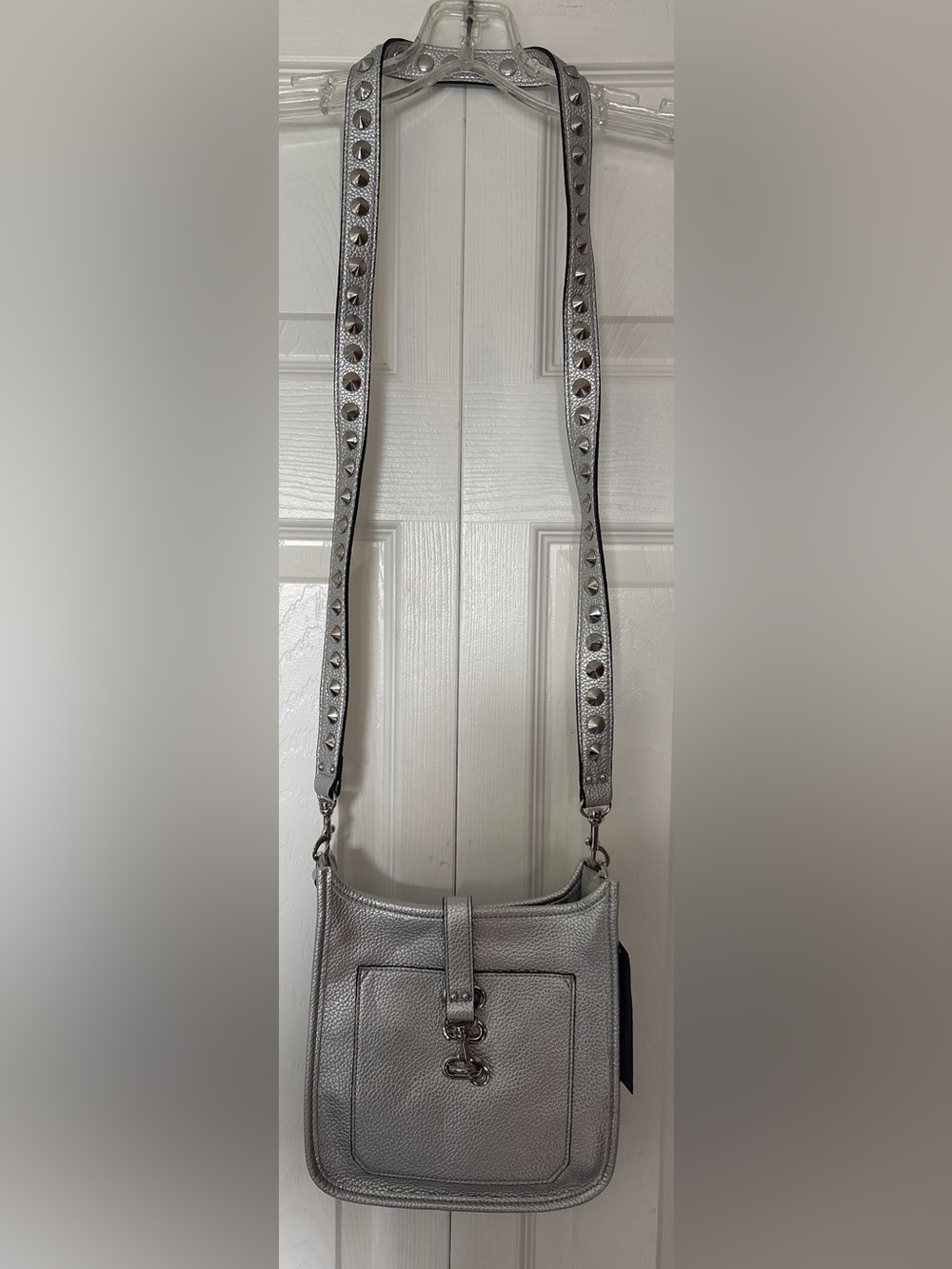NWT Steve Madden B-Wylie Metallic Silver Studded Crossbody Bag